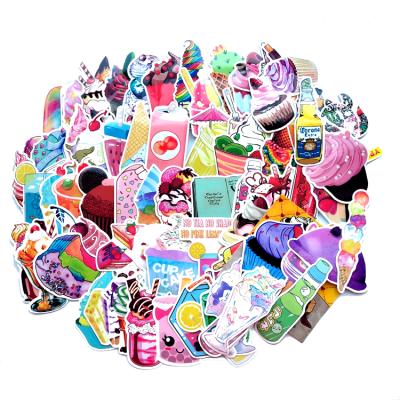 China Waterproof 72 Pcs Cute Food Summer Vinyl Sticker Trendy Drinking Waterproof Package For Water Bottle Skateboard Laptop for sale