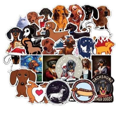 China 2021 Waterproof Cartoon Sticker New Product Pet Dachshund Dog Stickers Vinyl Stickers For Luggage Skateboard Mobile Laptop for sale