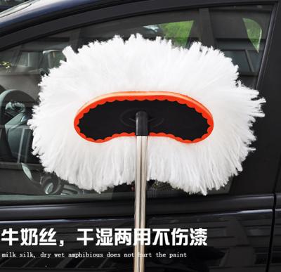 China Eco-friendly TV Shopping Product Car Wash Brush Fur Long Handle Telescopic Automatic Dust / Car Wash Mop for sale