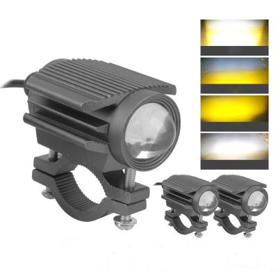 China Motorcycle Led Headlight Aircraft LED Spotlights Two Color Light Source 9-85v Motorcycle LED Laser Bulbs Yellow and White HS003 for sale