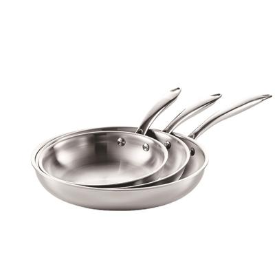 China Sustainable customizable 304 stainless steel uncoated  non-stick skillet cookware stainless steel frying pan for sale