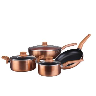 China Sustainable Aluminum pot set coated pot with high quality custom stockpot/wok/milk pot/frying pan for sale