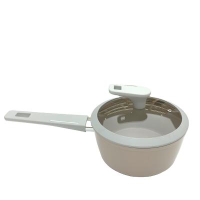 China Sustainable high appearance horizontal with lid household small size cooker ceramic coating non-stick milk pot 18cm aluminum alloy milk pot for sale