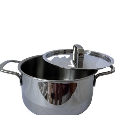 China Sustainable 24cm stainless steel uncoated stockpot composite three-layer bottom with lid high quality customized cookware for sale