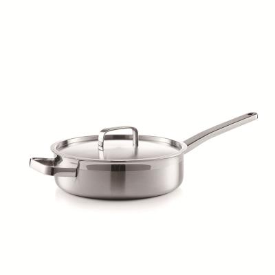 China American Style Stainless steel household kitchen cookware Uncoated stainless steel skillet with lid Uncoated skillet Non-stick pan for sale