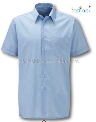 China Latest Breathable Blue Short Sleeves Shirt Designs For Men for sale