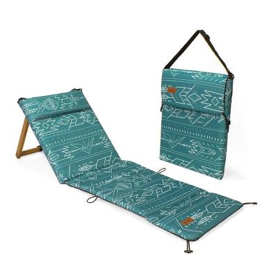 China Custom Made High Quality Stable Manufacturer Wooden Outdoor Camping Portable Folding Folding Chair Durable Stable Lounge Beach Mat With Backrest for sale