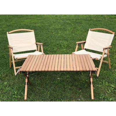 China High Quality Stable Durable Garden Portable Foldable Outdoor Folding Bar Beach Bar Wooden Beech Wood Camping Table And Chair for sale