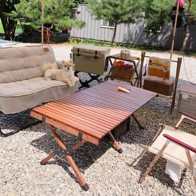 China Durable Stable Modern Wood Space Saver Outdoor Portable Folding Patio Picnic Camping Chair Table Set for sale