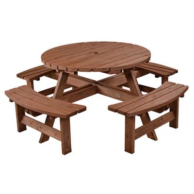 China New 8 Seater Durable Stable Wooden Bar Bench Round Picnic Beer Table for sale