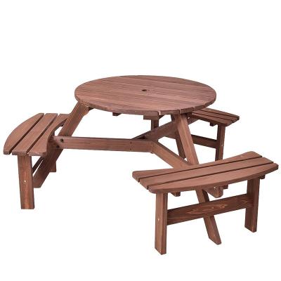 China Durable Outdoor Stable 6 Person Wooden Garden Patio Picnic Table Beer Bench Set for sale