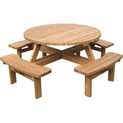 China Durable Stable 8 Seater Fixed Bar Luxury Commercial Restaurant Dining Terrace Cafe Wine Party Event Wood Circle Round Outdoor Bar Table for sale