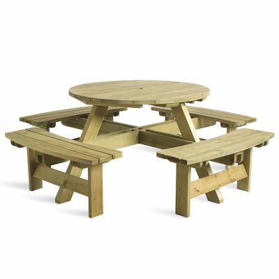 China Large 8 Seater Hotel Restaurant Cafe Restaurant Style Solid Wood Umbrella Garden Table Durable High Quality Modern Commercial Outdoor BBQ Furniture for sale