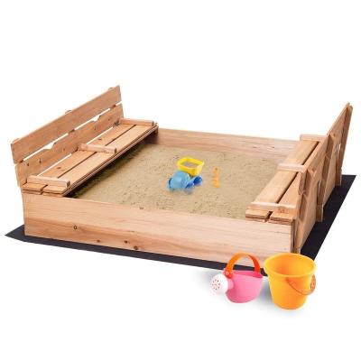 China Durable Stable High Quality 2 Kids 1 Playground Big Kids Cedar Wooden Outdoor Playground Activity Kids Sand Box With Cover for sale