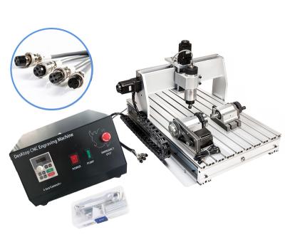 China Hotels Mini CNC Router Machine 6040 4 Axis Wood Desktop/Advertising Acrylic PCB Working Carving Milling Machine for sale