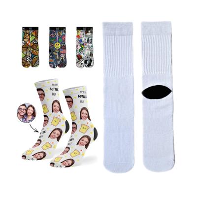 China (Bq) Wholesale Custom 3D QUICK DRY Sublimated Photo Digital Dye Blank Polyester Printed Stock Crew Socks Sublimation Crew Socks for sale