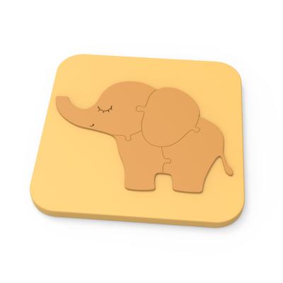 China Early Education Children's Educational Toys Animal Infants Jigsaw Puzzle Block Educational Silicone Elephant Toys Toddlers for sale