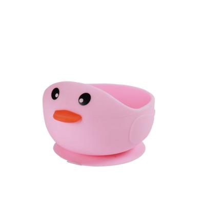 China Hot Selling High Quality Silica Gel Small Yellow Duck Shaped, Easy To Clean, BPA Free, Safe, Soft Silicone Baby Food Bowl for sale