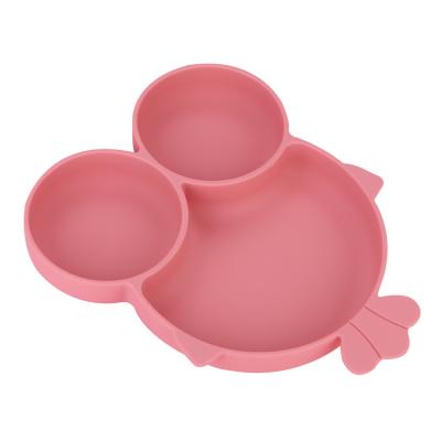 China Waterproof Washing Cleavage Child Food Printing Dinner Feeding Dish Set Cartoon Animal Free Soft Silicone Child Suction Baby Custom Dish 651199693190 for sale