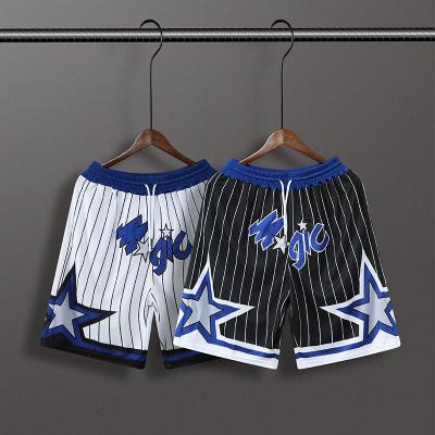 China Team Classic Sublimation Embroidery Retro Antibacterial Basketball Magic Shorts for sale