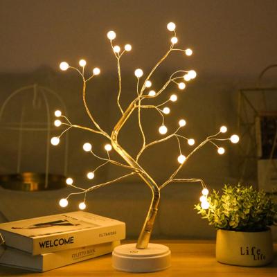 China Modern Warm USB Copper Wire Battery Table LED Bead Light Tree Light Small Birch Tree Lights for sale