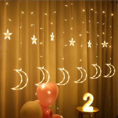 China LED Curtain Light Ramadan Muslim Five-pointed Star Christmas Lanterns Led Star and Moon Curtain Lights for sale