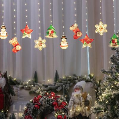 China LED Curtain Light Christmas Window Decoration Painted Gypsophila Battery Usb Icicle Light String Led Curtain Light for sale