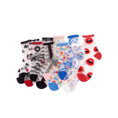 China Anti-failure glass silk socks to cylinder fashion crystal stockings spring and point wholesale thin transparent summer silk stockings for sale