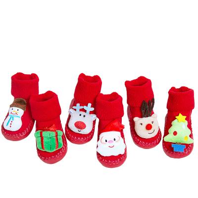 China Wholesale Customized Anti-slip Toy Socks Christmas Red Scrambled Red Baby Socks Toy Socks Kids Shoes Non Slip for sale