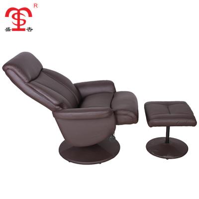 China Super Comfortable PU Full Chair Factory Direct Brown Reclining Chair With Stool for sale