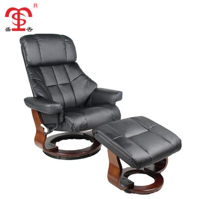 China Super Comfortable China Designer Black Leather Office Recliner Chair With PU Stool for sale