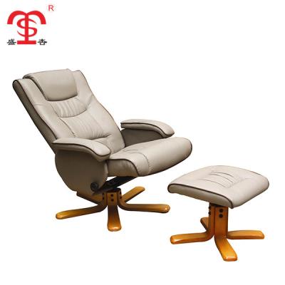 China Super Comfortable Fancy Modern Living Room Beige Reclining Chairs With Stool for sale