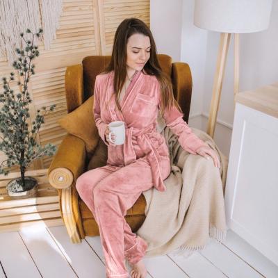 China Women Warm QUICK DRY Flannel Pajamas Suits Winter Pajamas Women Sleepwear Long Sleeve Two Piece Pajama Set Loose Satin Sleepwear for sale