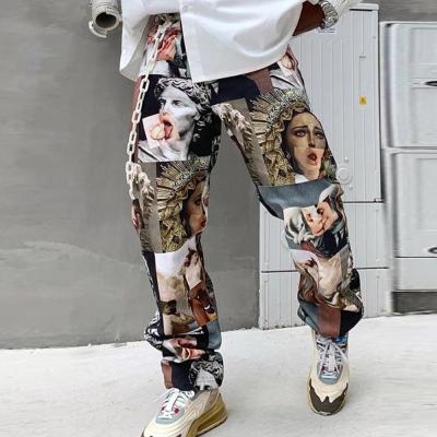 China Breathable Hip Hop Clothing Mens Jeans Pants For Men Denim Printed Loose Straight Pants Loungewear Trousers for sale