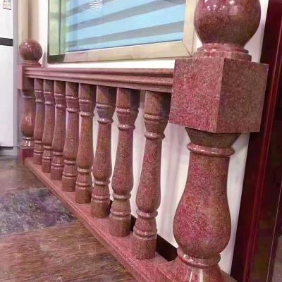 China Modern India red Natural Stone Balcony Balustrade Railing Handrails for sale