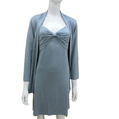 China New Ladies Pajamas Casual Dress Women Sleepwear Bamboo Robe Sleepwear QUICK DRY Bamboo Two-Piece Robe Dress for sale