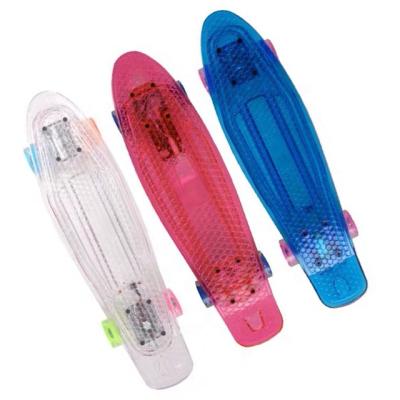 China Cheap Plastic Youth Skateboard Deck With USB LED Light Charging Overboard Skateboard Without Electric for sale