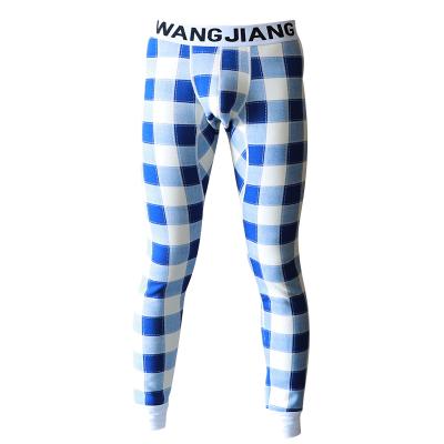 China Hot Sale WangJiang WJ Brand Breathable Young Men Fashion Long Underwear Plaid Low Rise Thermal Underwear Boys Long Johns for sale