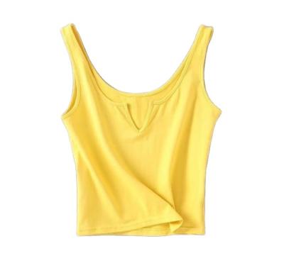 China Women's Fashion Anti-pilling Vest Tank Tops Slim Sexy Slim Women's T-shirt Custom Made T-shirt Women's Cotton Top Crop T-shirt Neck Sleeveless T-shirt for sale