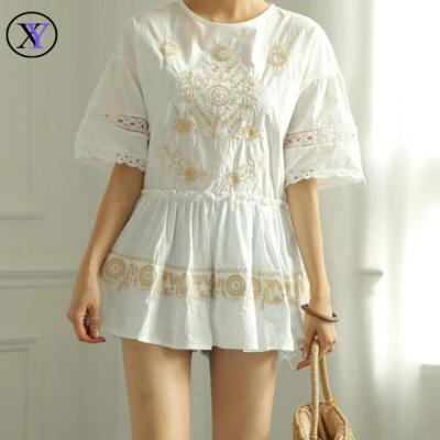 China China Clothing Manufacturers Custom European Style Loose Causal Anti-pilling Embroidered Blouse for sale