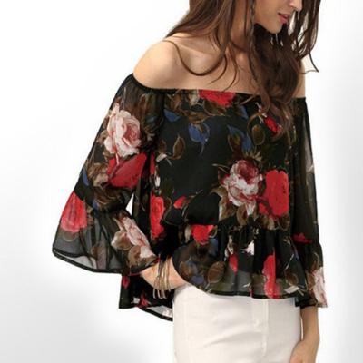 China 2019 Summer Cheap Euramerican Women's Sexy Printed Off Shoulder Shortsleeve for sale