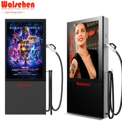 China Outdoor Outdoor Electric Vehicle EV Charging Station With Stand Alone LCD Advertising Kiosk Poster Signage for sale