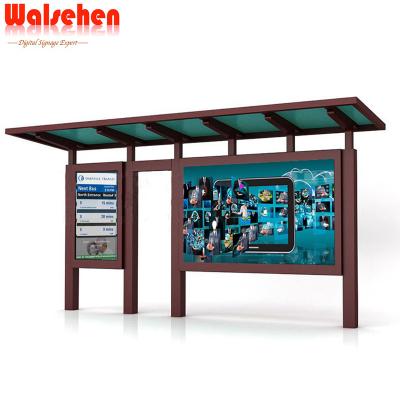 China Outdoor Bus Stop Shelter With LCD Advertising Kiosk For Outdoor Application for sale