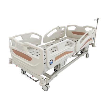 China Hospital and Clinic Innovative Products 2022 5 Function Hospital Bed Electric Hospital Bed Wheels 2 Cranks Hospital Bed for sale