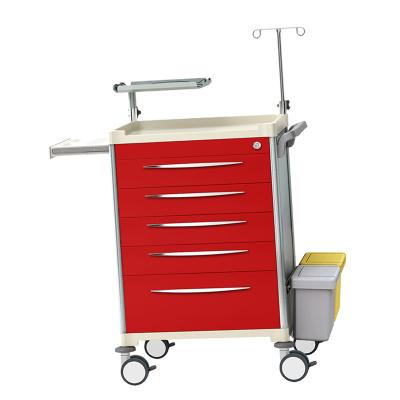 China Best direct wholesale medicine storage and transport solution treatment trolley emergency trolley large standard anesthesia cart for sale