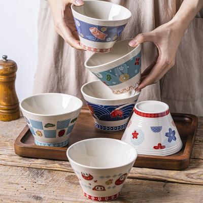 China Creative High Value Ceramic Storage Bowl Noodle Bowl Bucket Japanese Hat House Can Be Stacked for sale