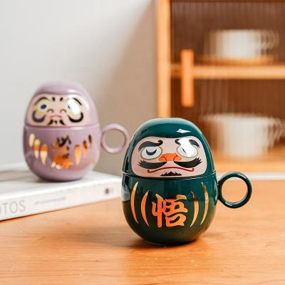 China Japanese Creative Tumbler Home Fun Stocked Ceramic Mug With Lid Tea Cup Coffee Mug for sale