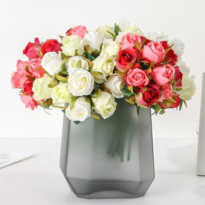 China Natural High End Pink Touch Rose Artificial Flower Small Bouquet for sale