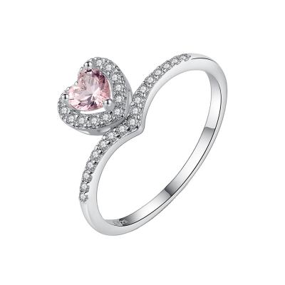 China Tasty Daidan Sterling Silver Bling Out Heart Heart Shape Zirconia 5A Ring Lead Free Nickel Free Pink for sale