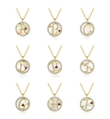 China 2021 New FASHIONABLE Alaphbet Sterling Silver Cubic Zirconia Shell Gold Necklace Letter Necklaces for sale